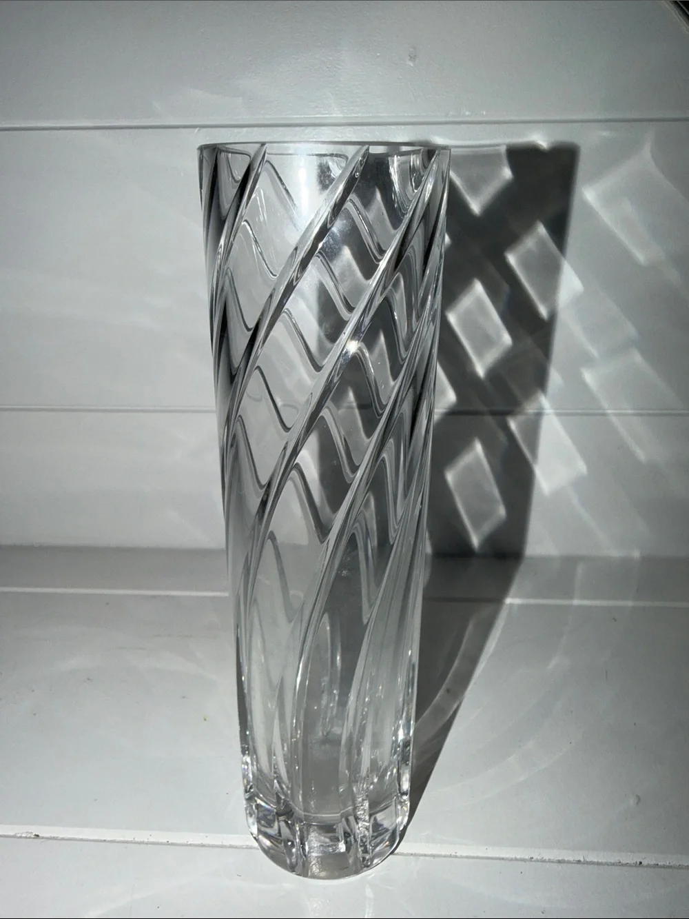 Clear Twisted Glass Bud Vase Resembles the Tiffany Reed Swirl